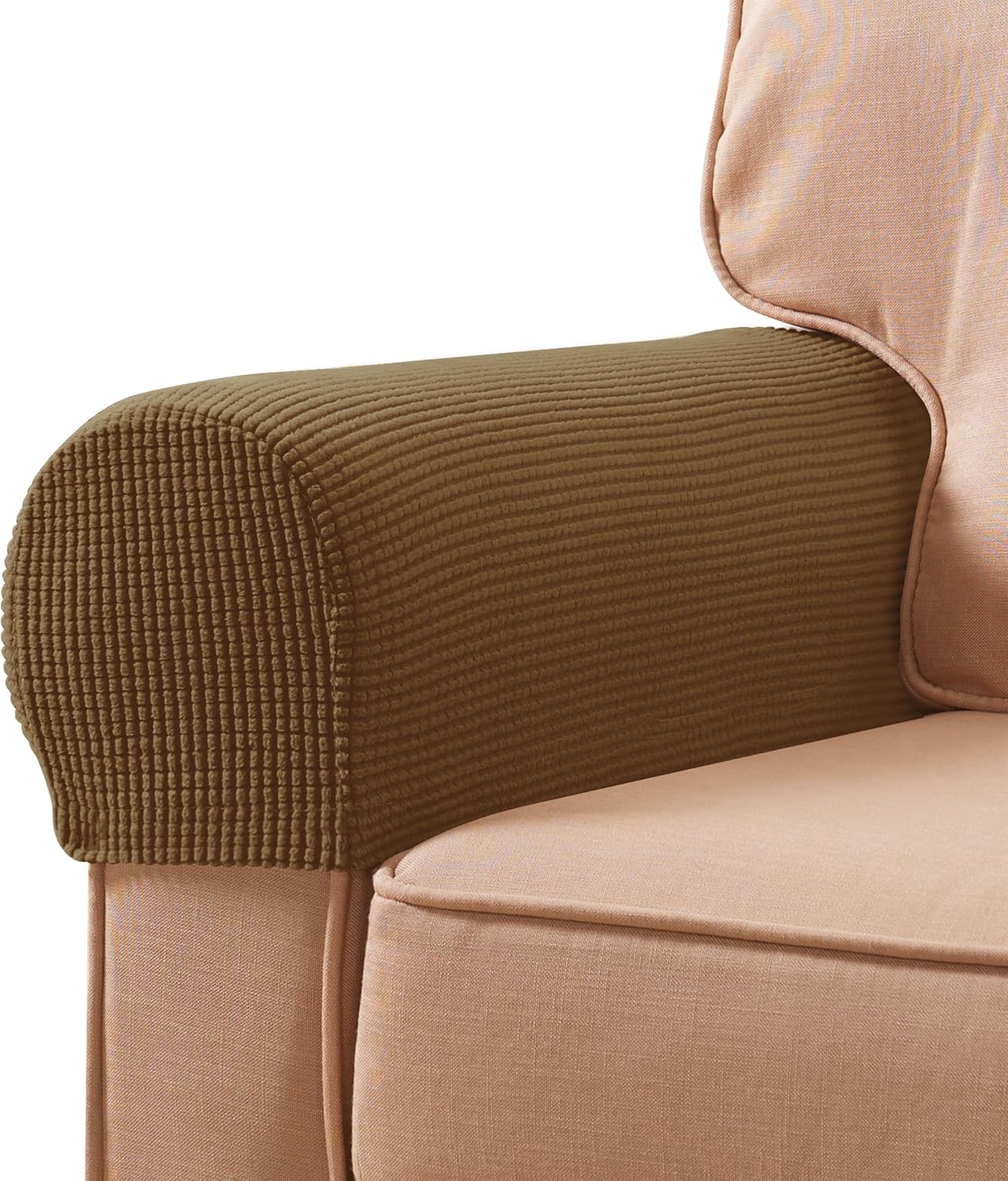 Waterproof Armchair Arm Cover 1 2 3 Seater Headrest Cover for Recliner Chair Anti-Slip Armchair Slipcover with Pockets Organiser Sofa Chair Arm Protector for Dog, Cat, Pets (Beige, 1 Seat 3 pc) - Image 6